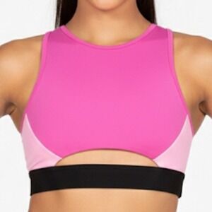 Pink Black Lumi Color Block colorblock Dance Crop Top CM